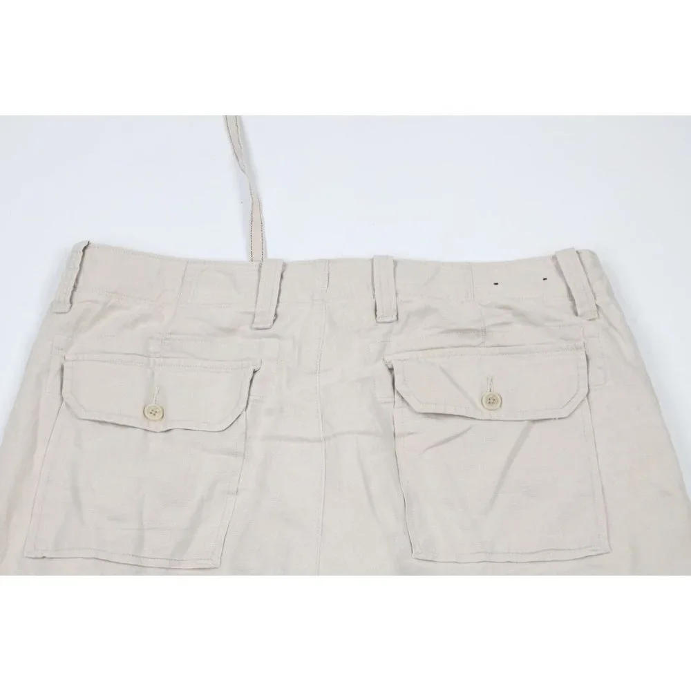 Vintage Banana Republic Mens 34x30 Linen Wide Leg Chino Pants Trousers Beige